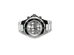 Michele Tahitian Jelly Bean Chronograph 38mm Silver Dial Stainless Steel Watch